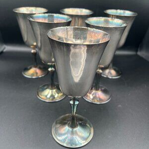 Vintage 1960s  EL de Uberti Italy Silver Plated Wine Goblets (6)